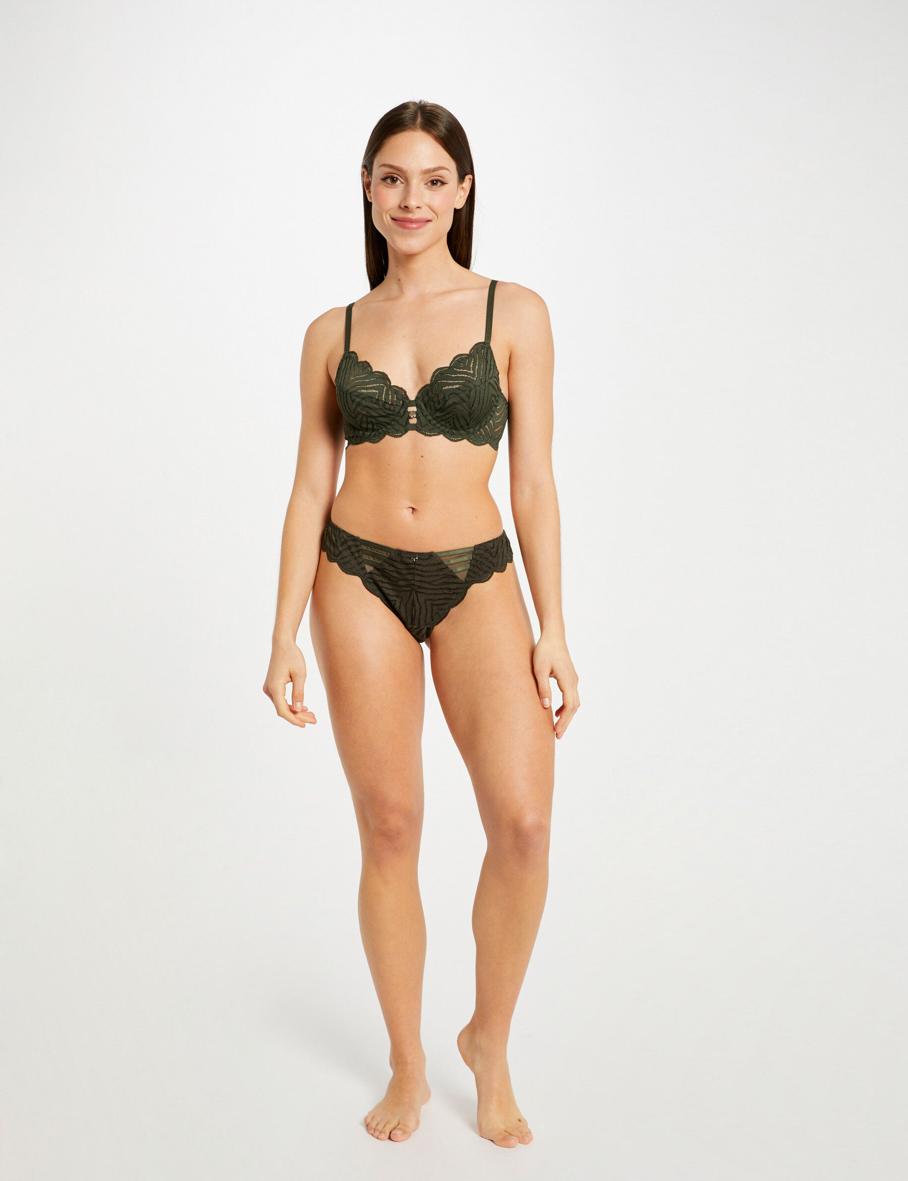 Tanga dentelle vert kaki femme - vert_kaki