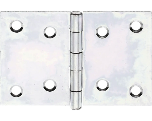 Breed scharnier met geklonken messing pen, 60 x 90 mm, sendzimir verzinkt