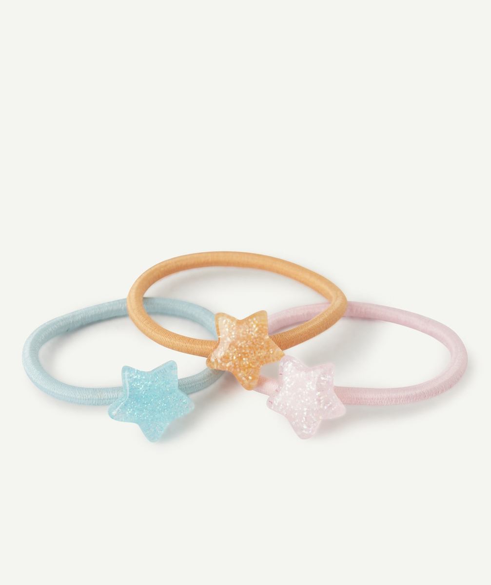 LOT DE 3 ÉLASTIQUES BÉBÉ FILLE AVEC ÉTOILES PAILLETÉES