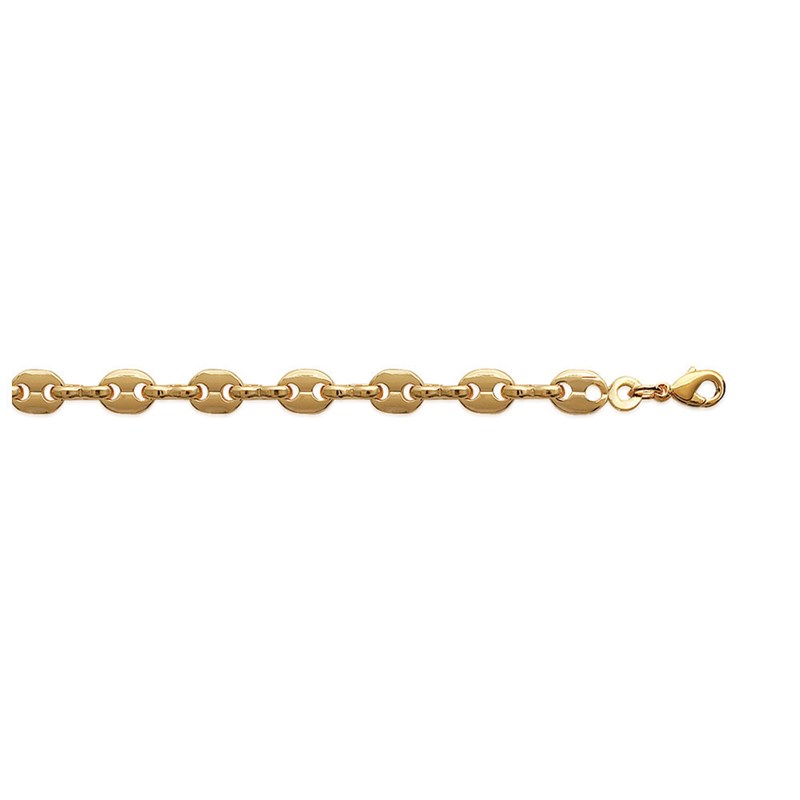 Chaine Mixte - Plaqué Or - Chaîne grain de café - Largeur : 4 mm - Longueur : 45 cm