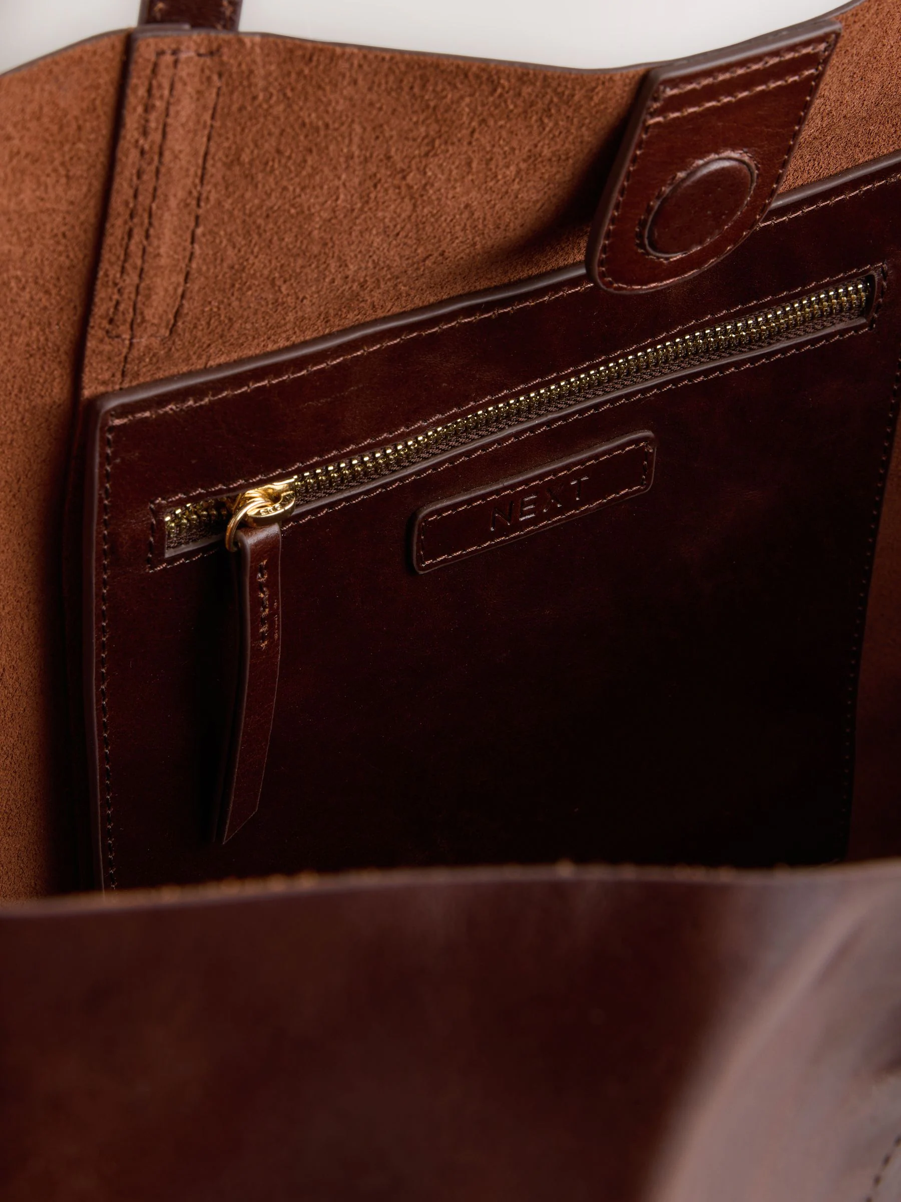 Chocoladebruin - N. Premium grote leren shopper
