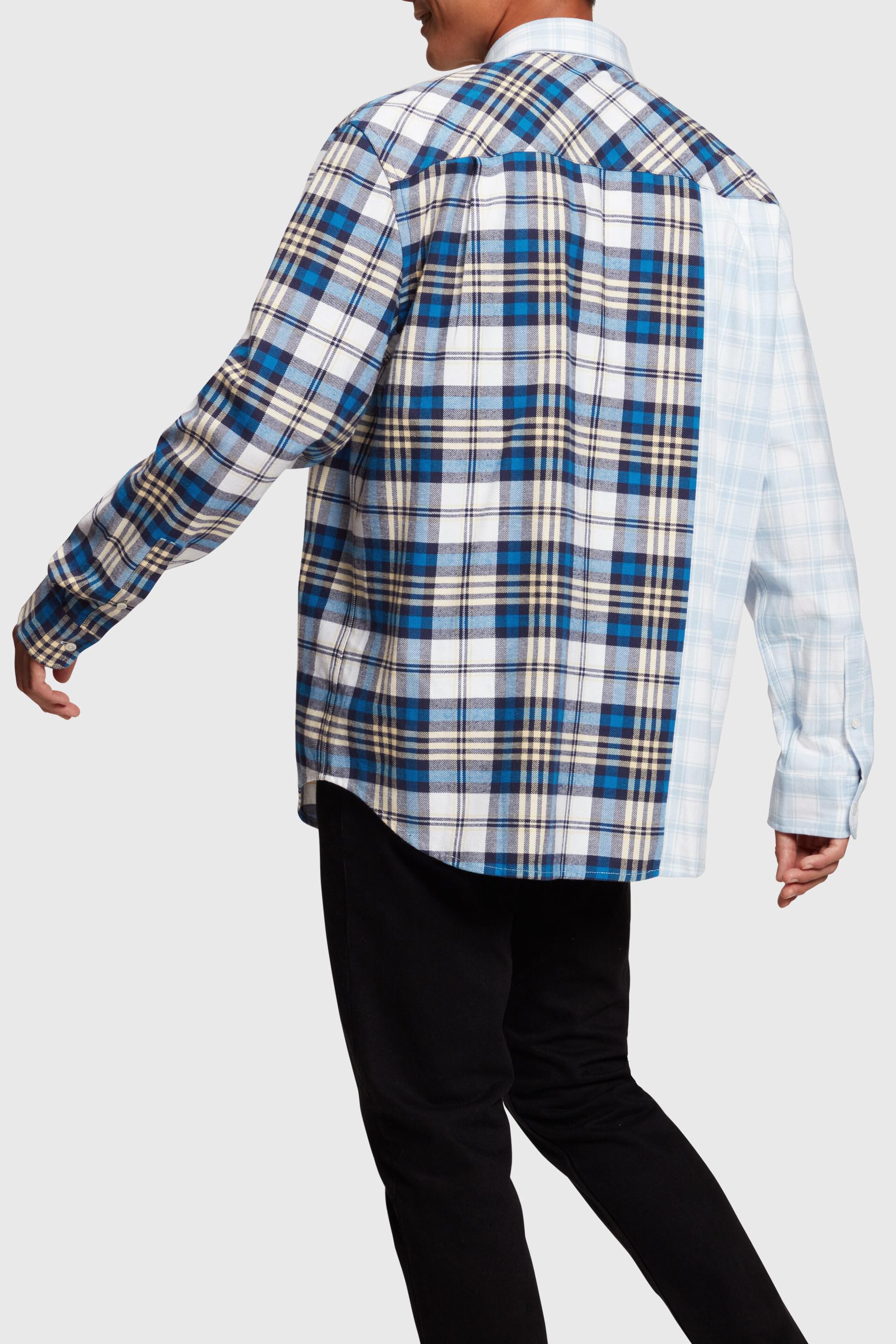 Chemise en flanelle à carreaux effet patchwork