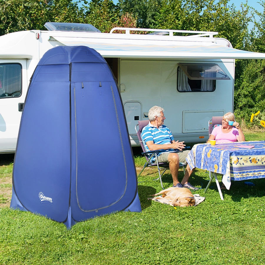 Outsunny Pop-Up Duschzelt mit Innentasche dunkelblau