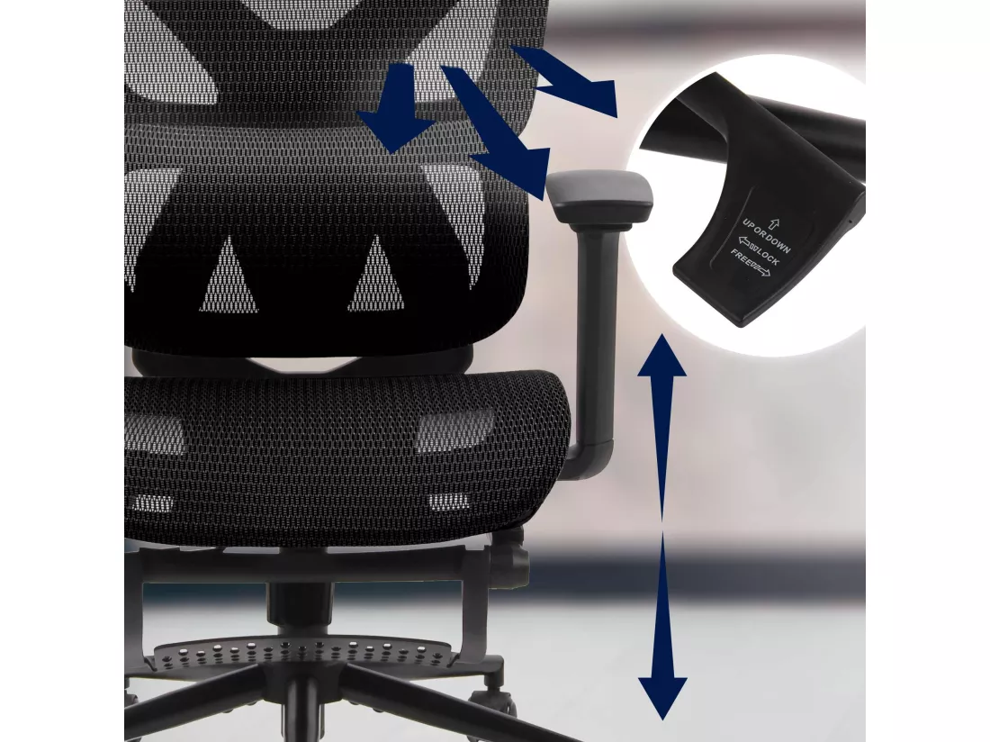 Chaise de bureau - Tissu en maille - Noir / Noir - Reston