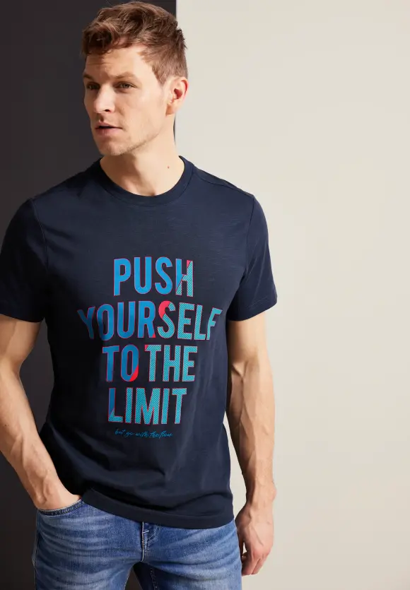 T-Shirt mit Wordingprint - deep navy blue