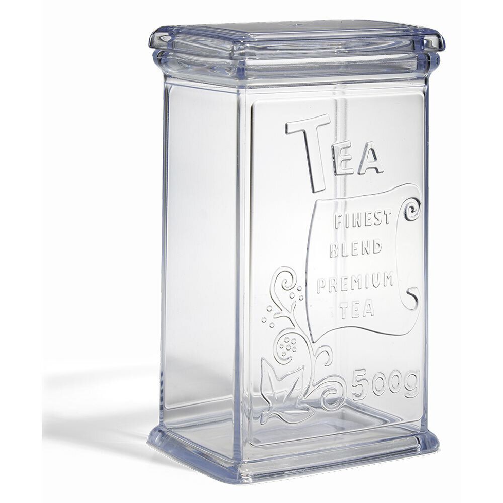Boîte à thé 500g en plastique transparent 11,5x9xH19cm