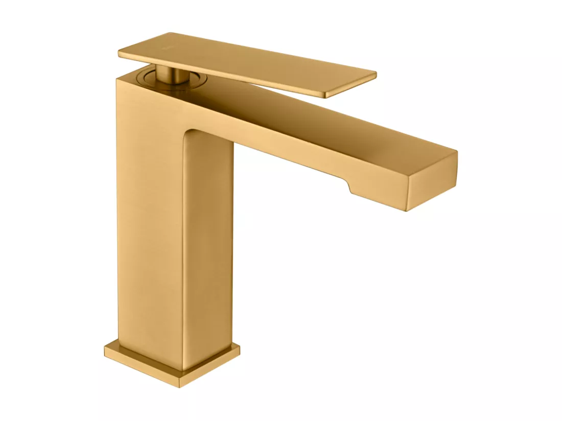 Robinet Mitigeur de Lavabo anti-calcaire Bec Bas Or Brossé IMEX PISA BDP048-1OC