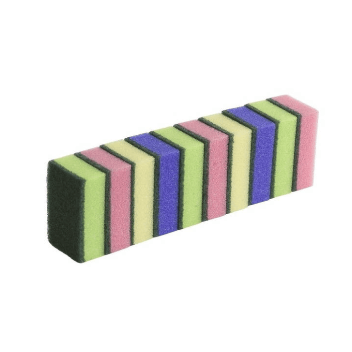 Schuurspons gekleurd set van 10 sponsjes