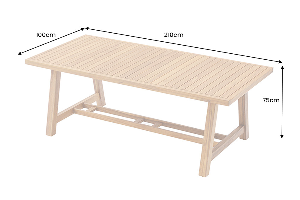 Outdoor Garten-Esstisch BALI 210cm natur Akazienholz wetterfest