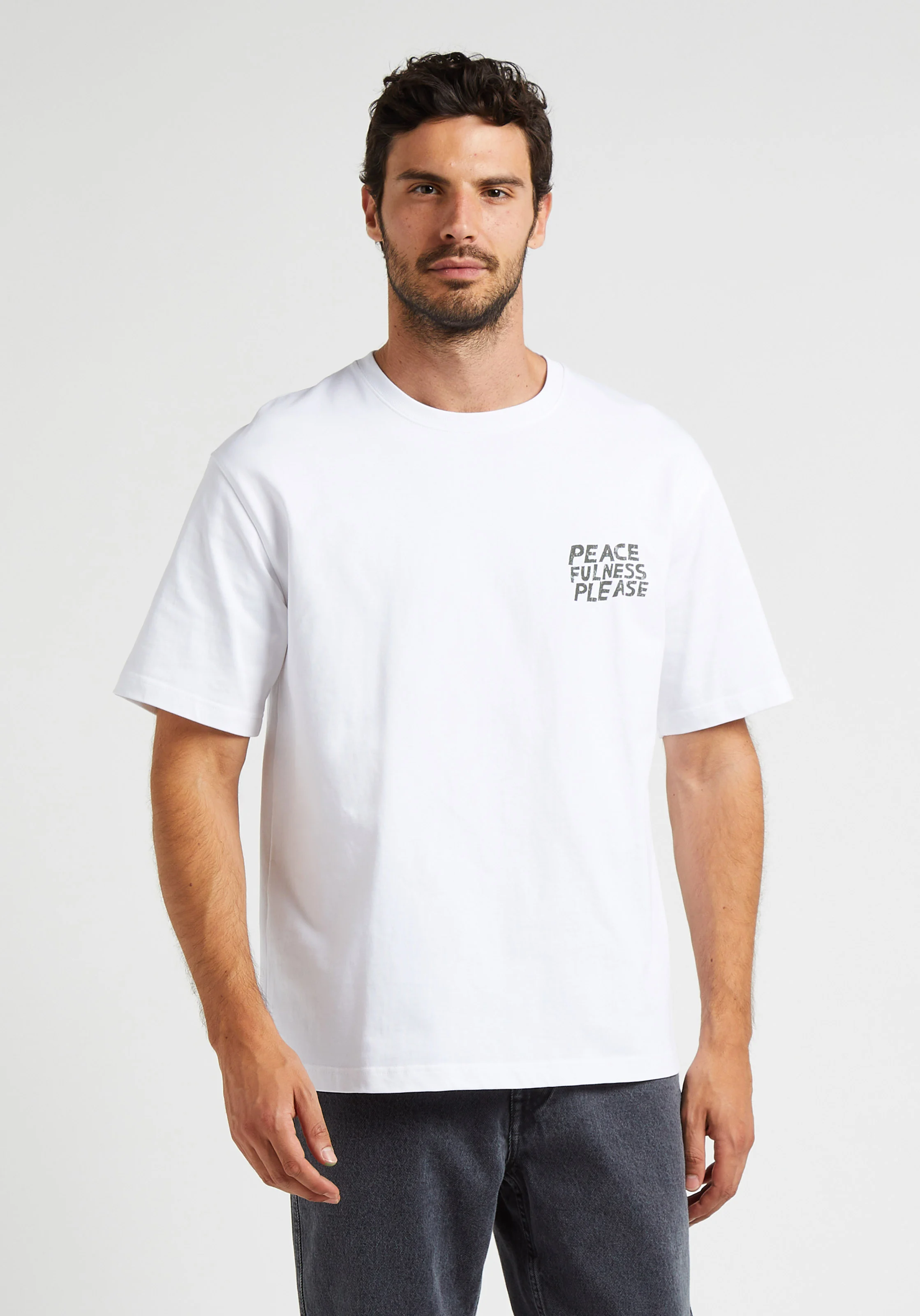 NATHANIEL - Tee-shirt col rond regular-fit imprimé en coton bio| Blanc