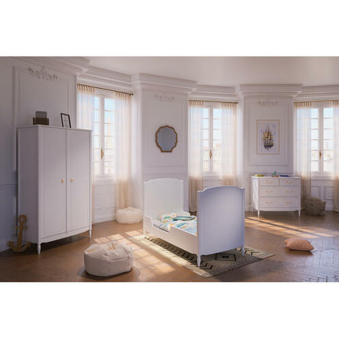 Chambre TRIO Lit 70x140 + Commode + Armoire LAFAYETTE Neige - THEO