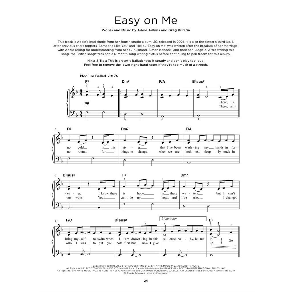Hal Leonard Really Easy Piano 40 Adele Songs songboek voor piano