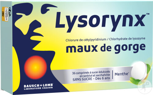 Chauvin Lysorynx Maux De Gorge Sans Sucre Menthe 36 Comprimés À Sucer