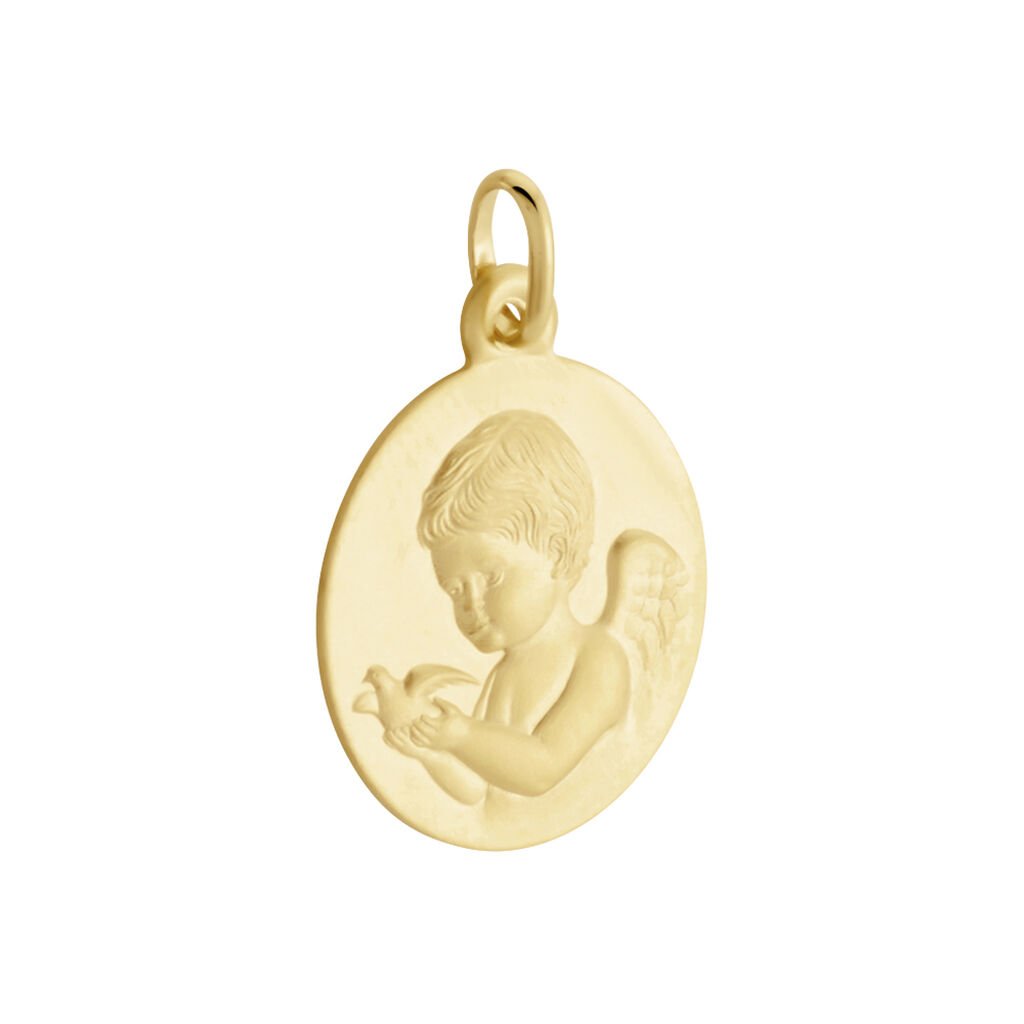 Medaille Or Jaune Ange Et Oiseau