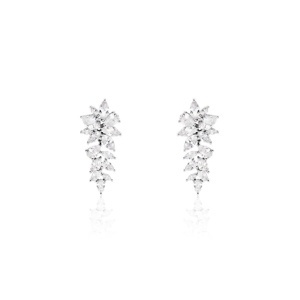Boucles D'oreilles Pendantes Argent Blanc Viktorik Oxyde Zirconium
