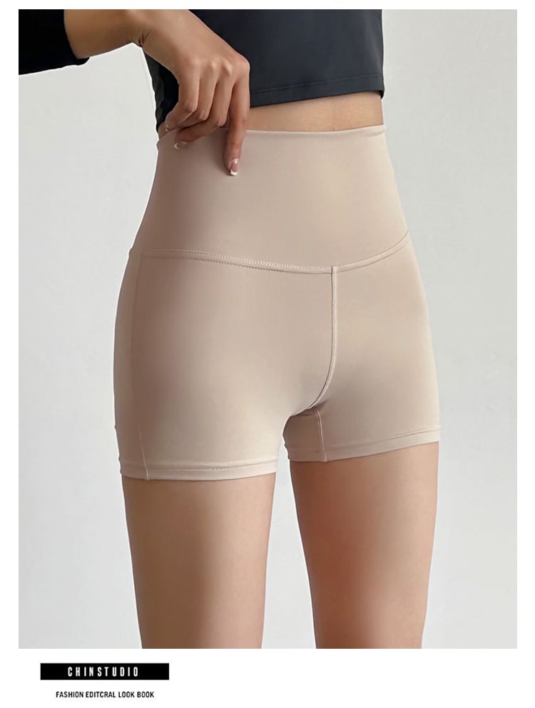 Engiko - Yogashorts met hoge taille en effen uitsnijdingen