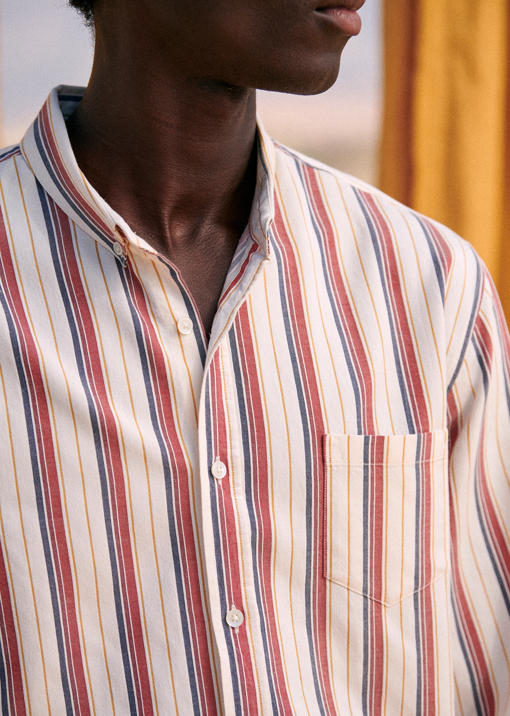 Chemise Charlie - Blanche Rayure Bleu Rouge Ocre - POUR LUI 5906599