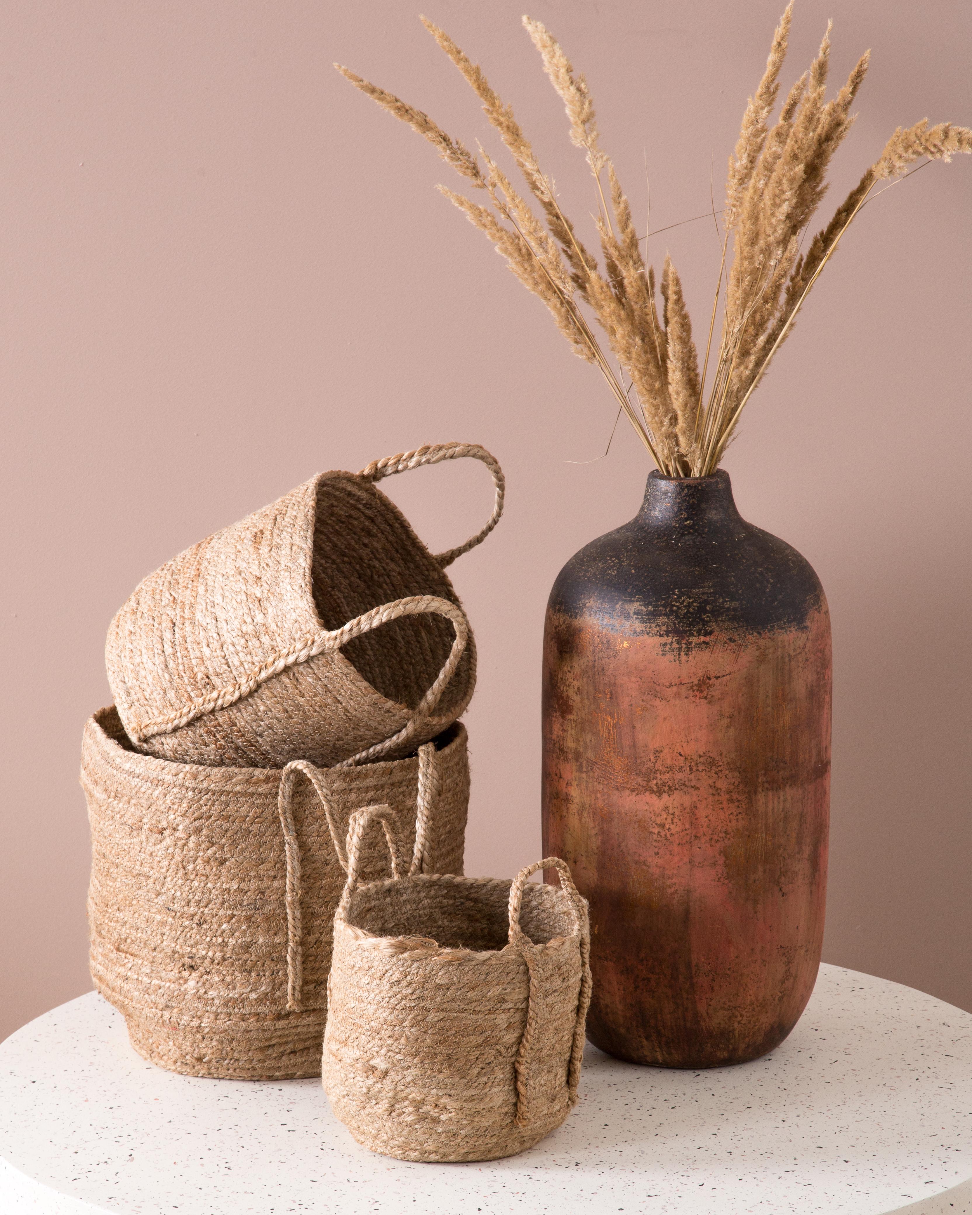Set van 3 manden WADH Jute Natuurlijk