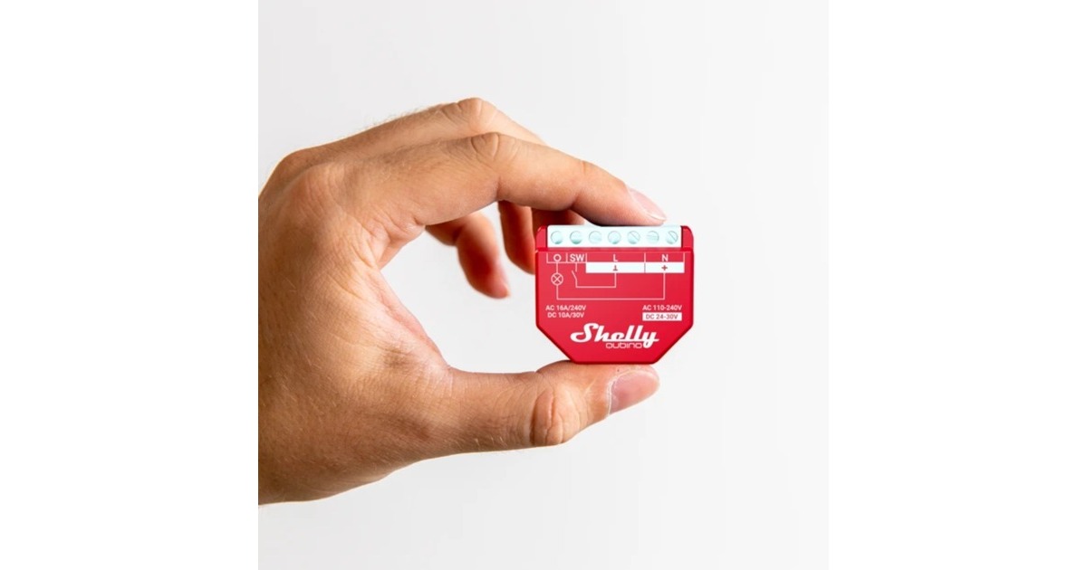 ShellyQubino Wave 1 PM relais  (Rood, 1-kanaals, Z-Wave)