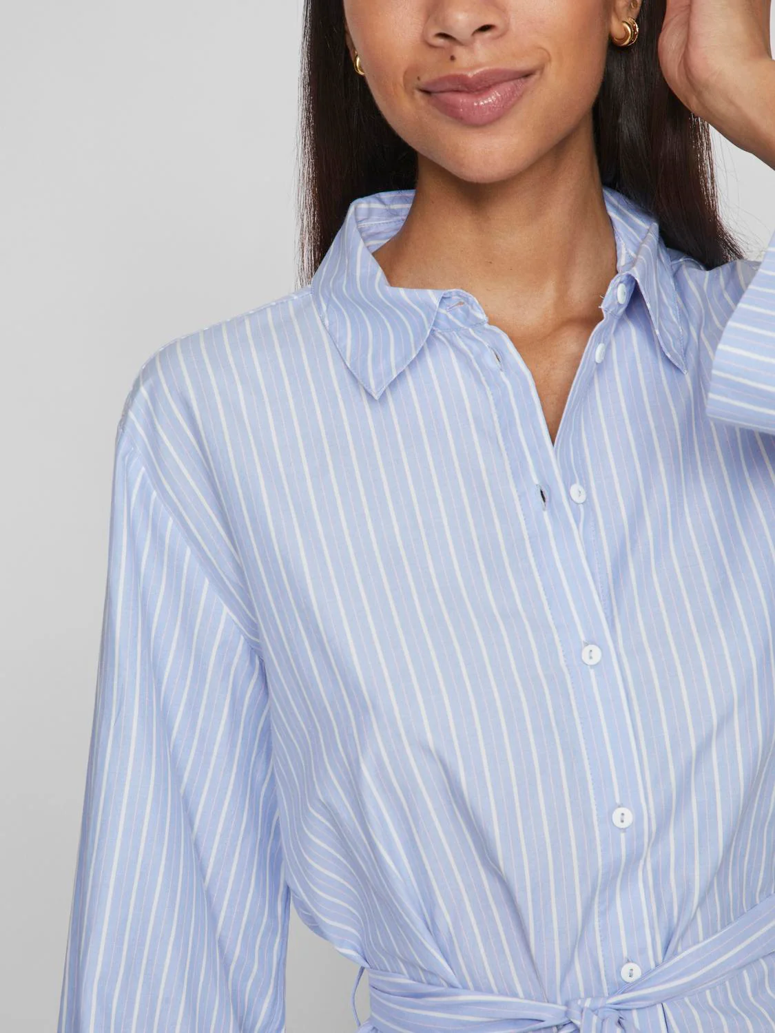 Vila  Viapolle L/S skjortekjole - Kentucky Blue