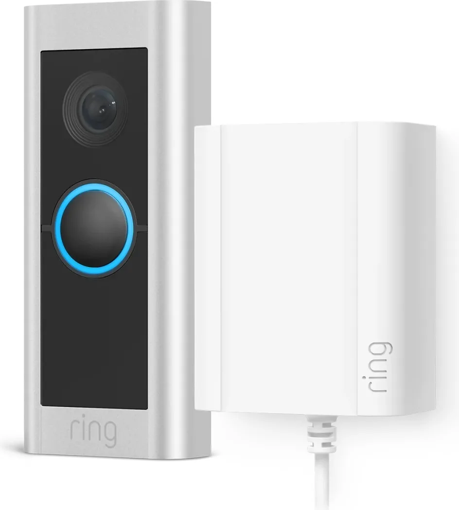 Ring Video Doorbell Pro 2 Nickel Satiné (filaire)   Adaptateur Sonnette connectée