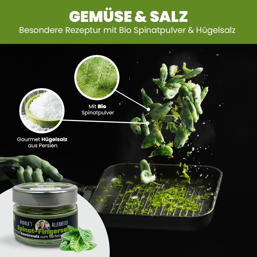SANUUS® Gourmet Bio Spinat Gewürzsalz zum Kochen & Verfeinern