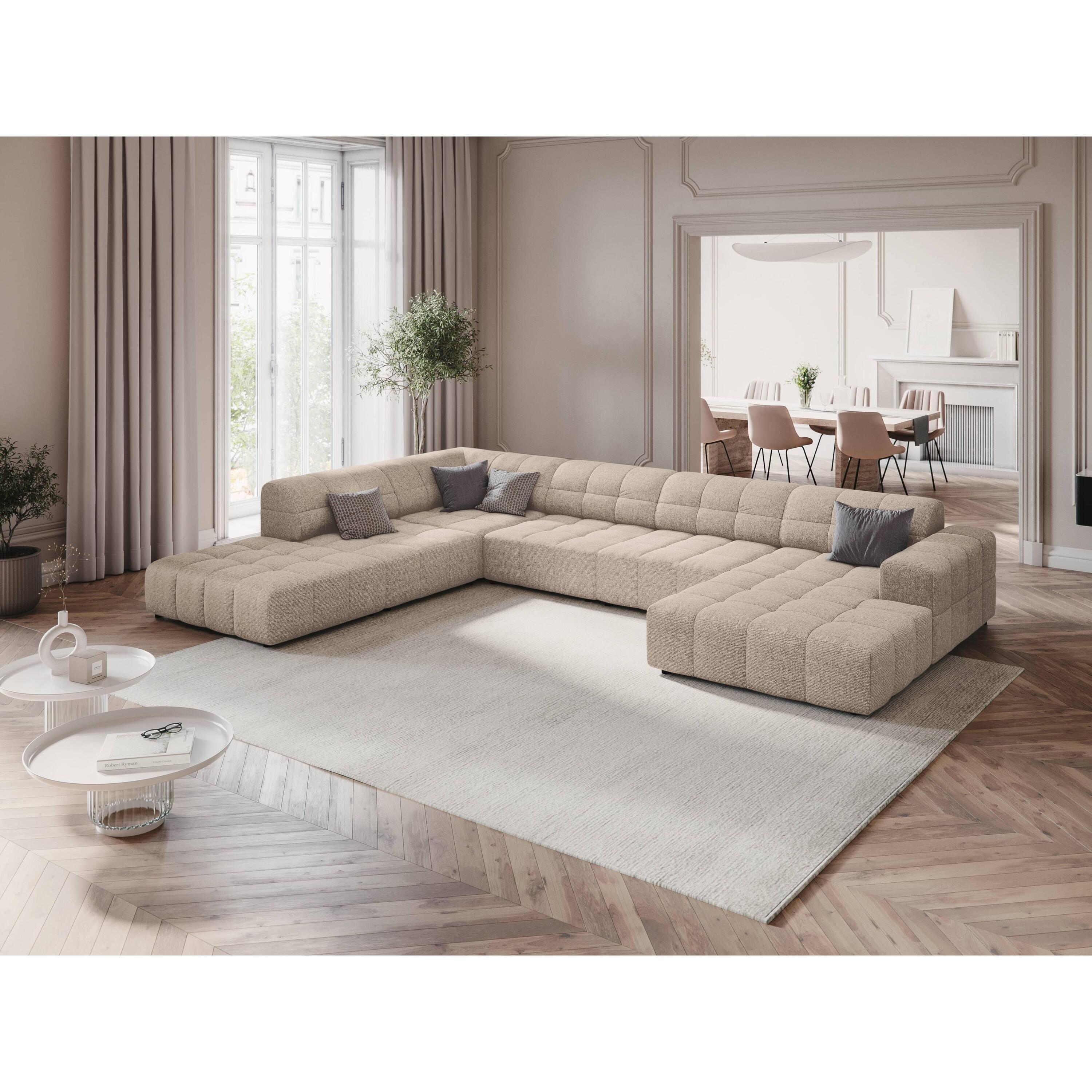 Cosmopolitan Design Chicago U-bank - Hoek Links - Chenille - Lichtbeige