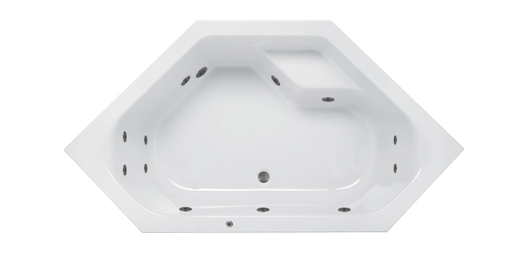 Lambini Designs Venetië bubbelbad 145x145cm elektronisch met 6 4 2 hydrojets RVS