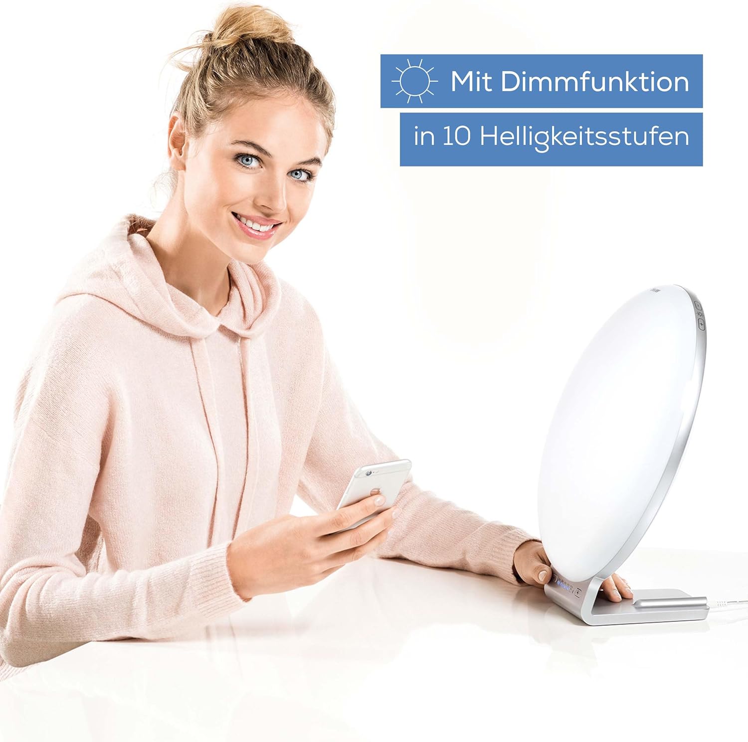Beurer TL 100 2-in-1 LED Tageslichtlampe und Stimmungslicht, mit Farbwechselfunktion, bequeme App Steuerung, 1 Stück (1er Pack), Weiß
