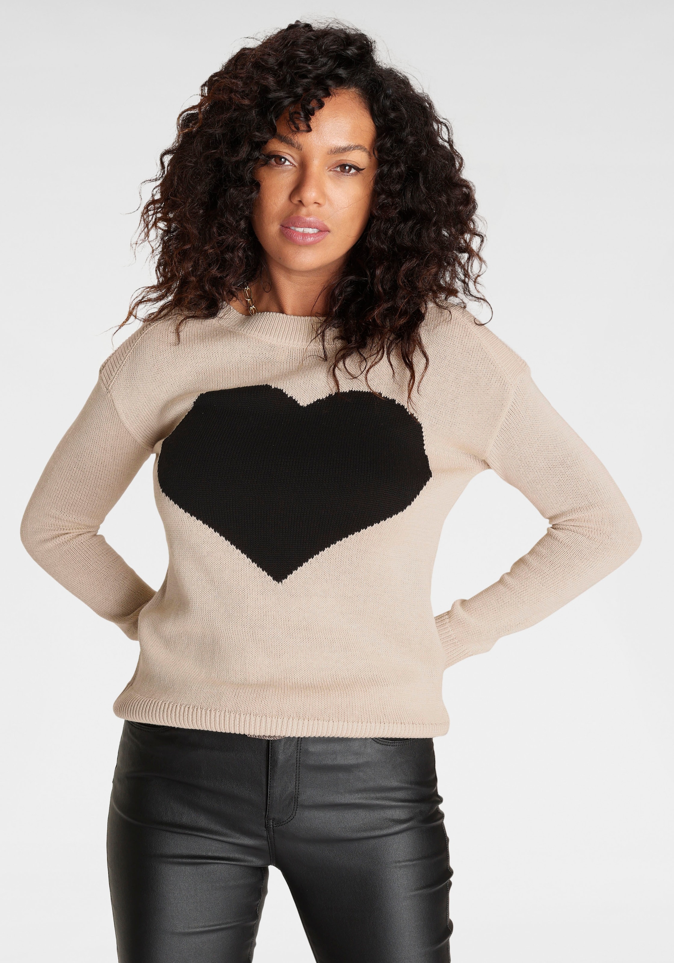 Laura Scott Strickpullover , mit Herz-Strickmuster