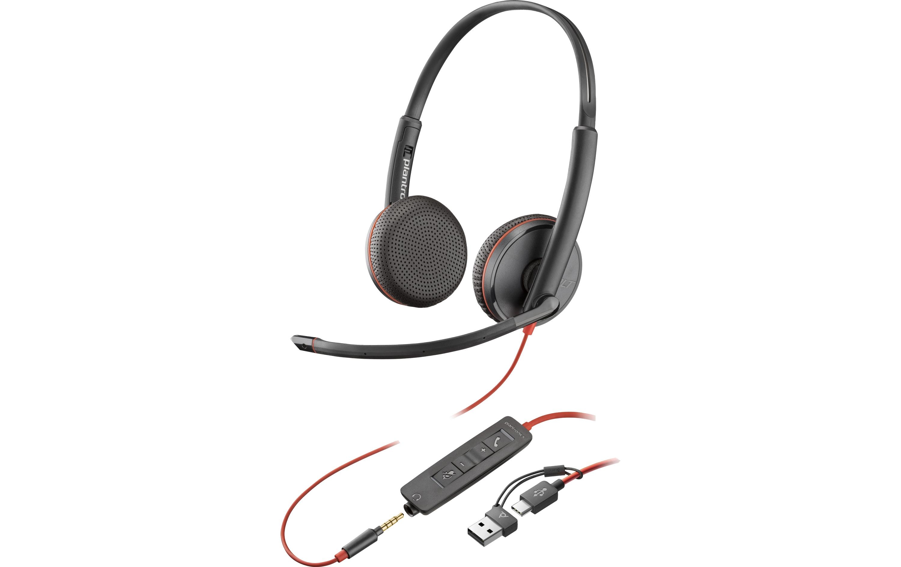 Headset Poly Blackwire 3225 Duo USB-A/CBinaurales Headset mit USB- und 3.5-mm-Anschluss