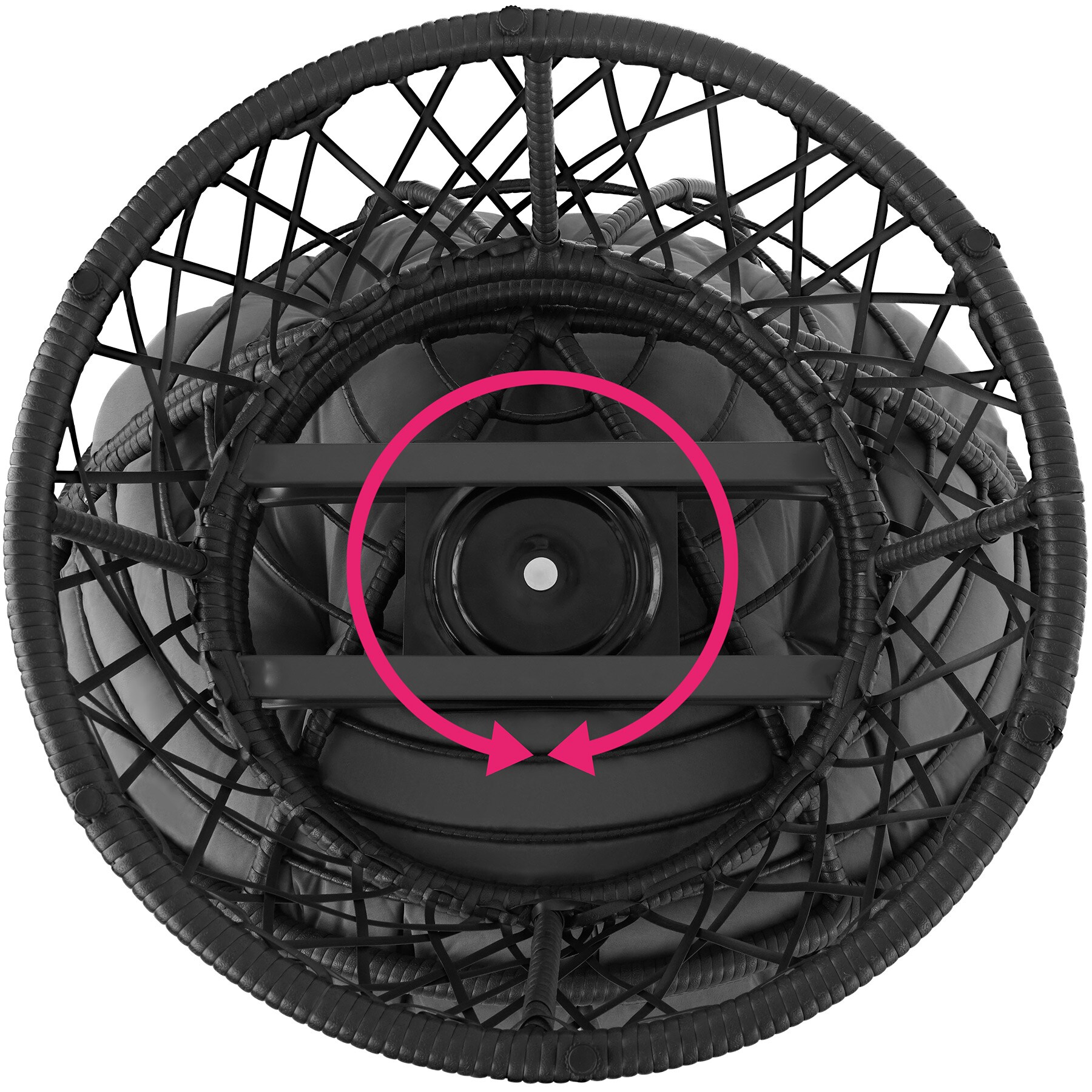 tectake® Rattansessel, drehbar, UV-beständig, 92 x 80 x 80,5 cm
