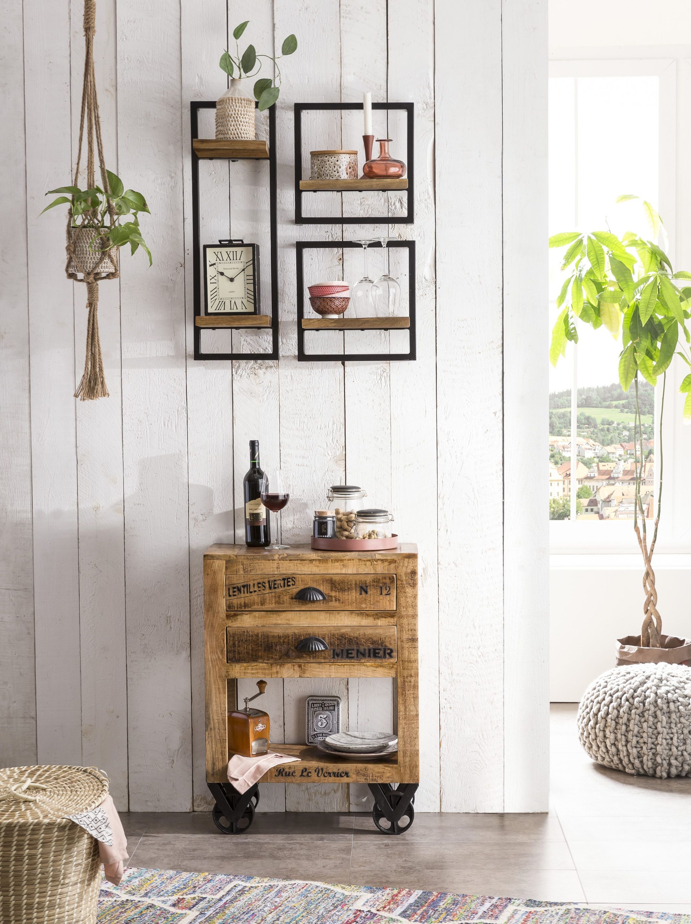 Kommode Mangoholz natur Schubladenschrank Sideboard Wohnzimmer Schrank