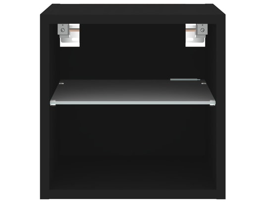 VIDAXL - Elément suspendu Meuble tv mural avec lumières led noir 30x28,5x30 cm