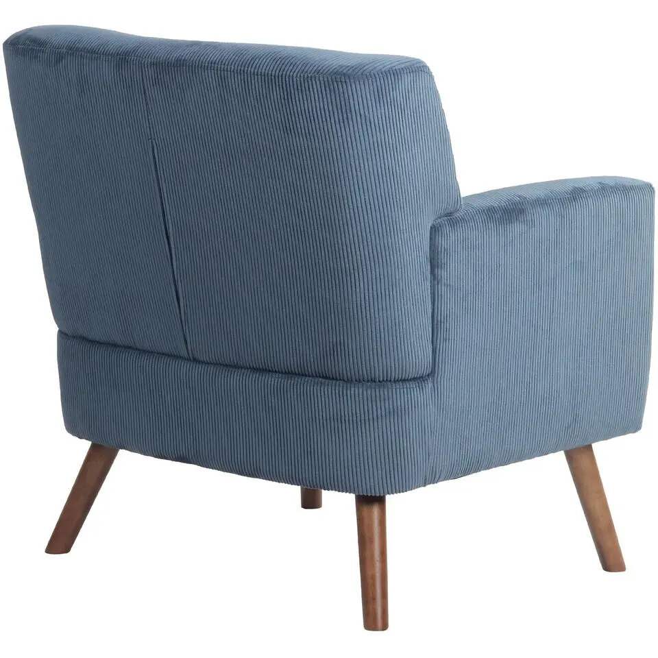 CLP Fauteuil Kioni bruin Frame - Ribstof - blauw