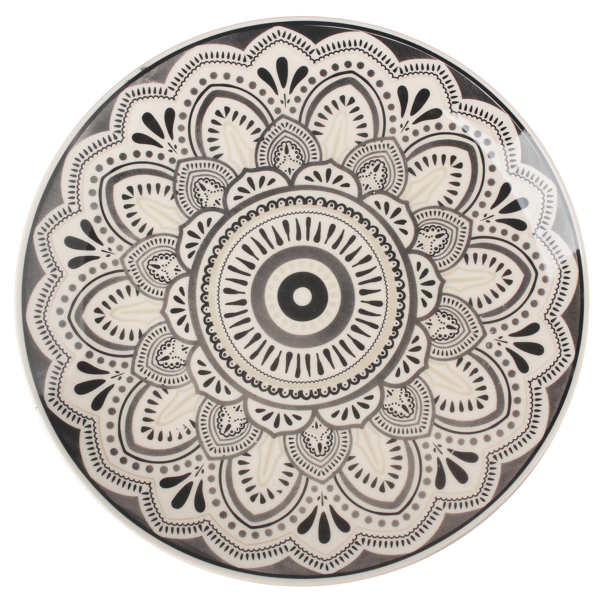 ASSIETTE PLATE GRES DECOREE FORME COUPE GAZELLE BLACK 26CM