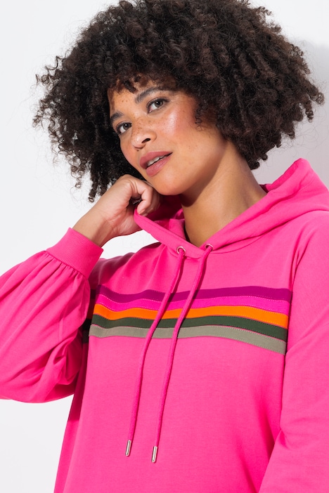 Hoodie, farbige Streifen, Ballon-Langarm