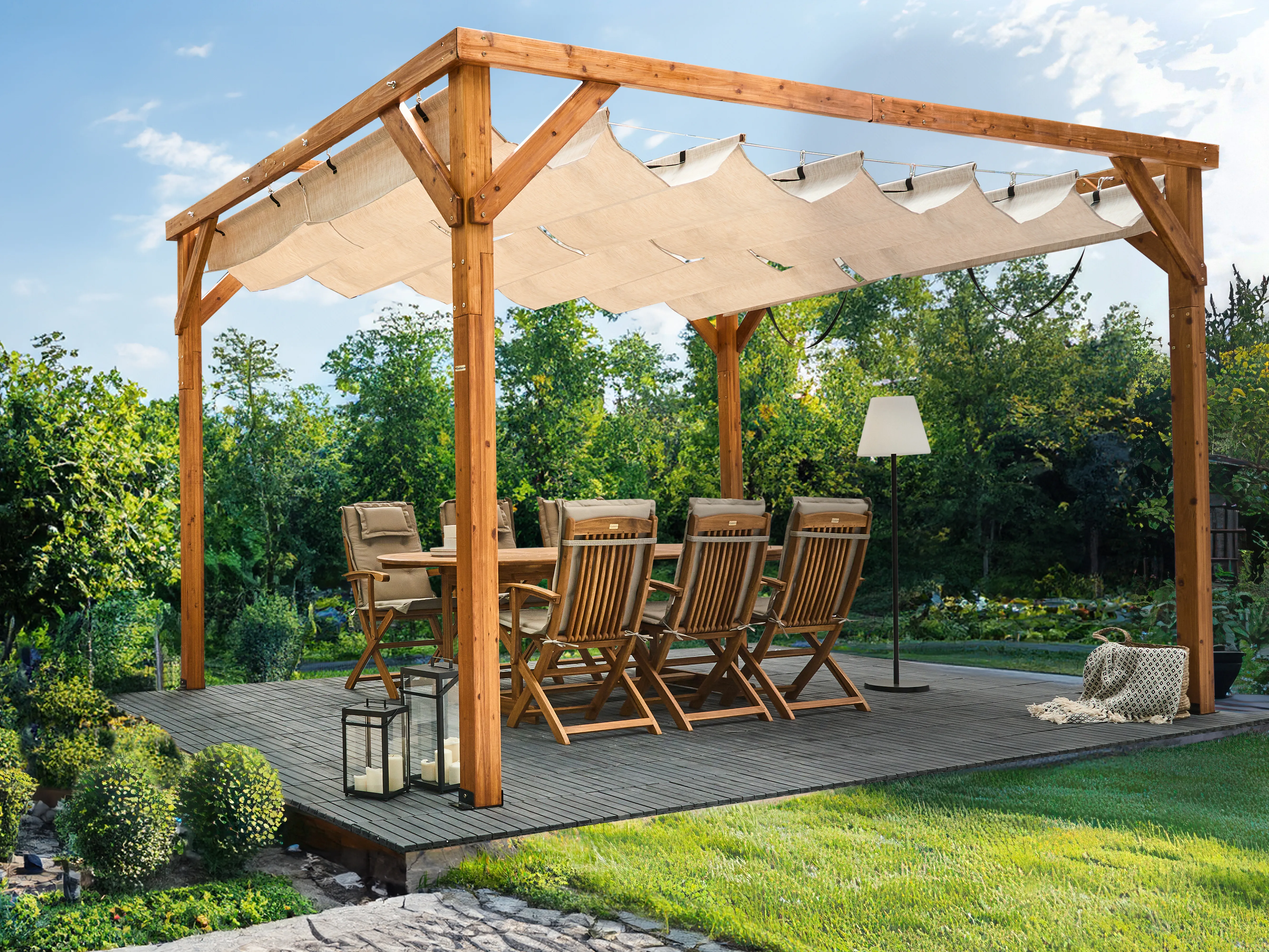 Paviljoen VILLAROSA Dennenhout 320 cm 380 cm Bruin/beige