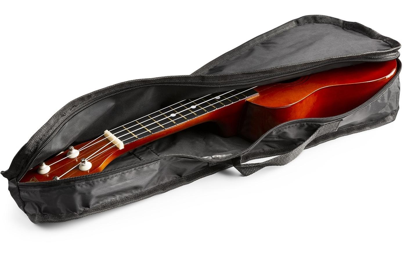 Ukulele UKEY Set Soprano Dunkel Natur 21 ZollSopranukulele mit Tasche und Zubehör