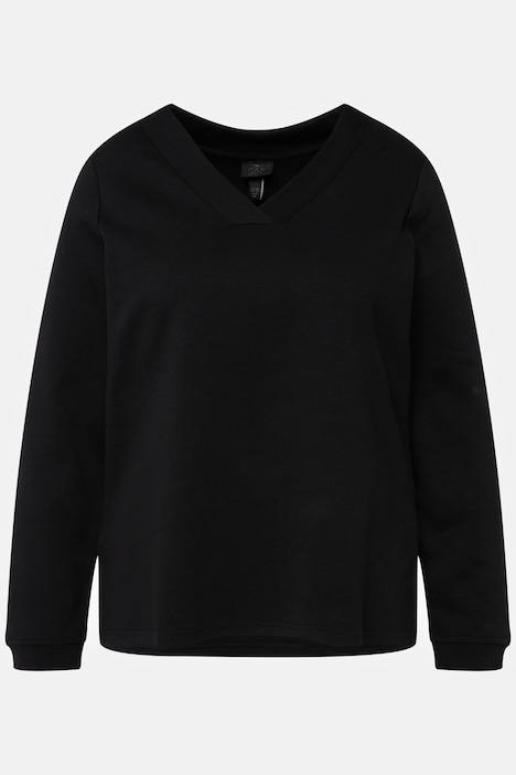 Sweatshirt, BLACK-Gummidruck, V-Ausschnitt, Langarm