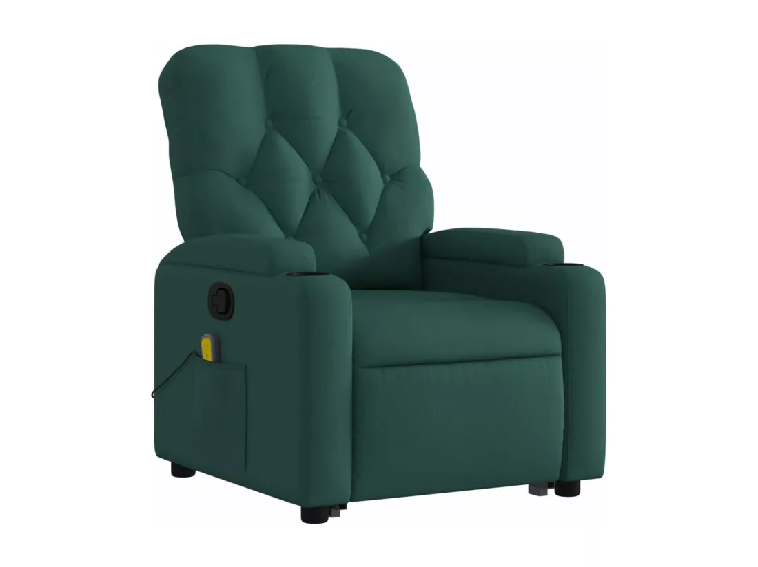 Fauteuil inclinable massant Vert foncé Tissu