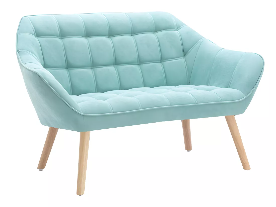 Canapé 2 places et fauteuil en tissu vert d'eau CASERTA