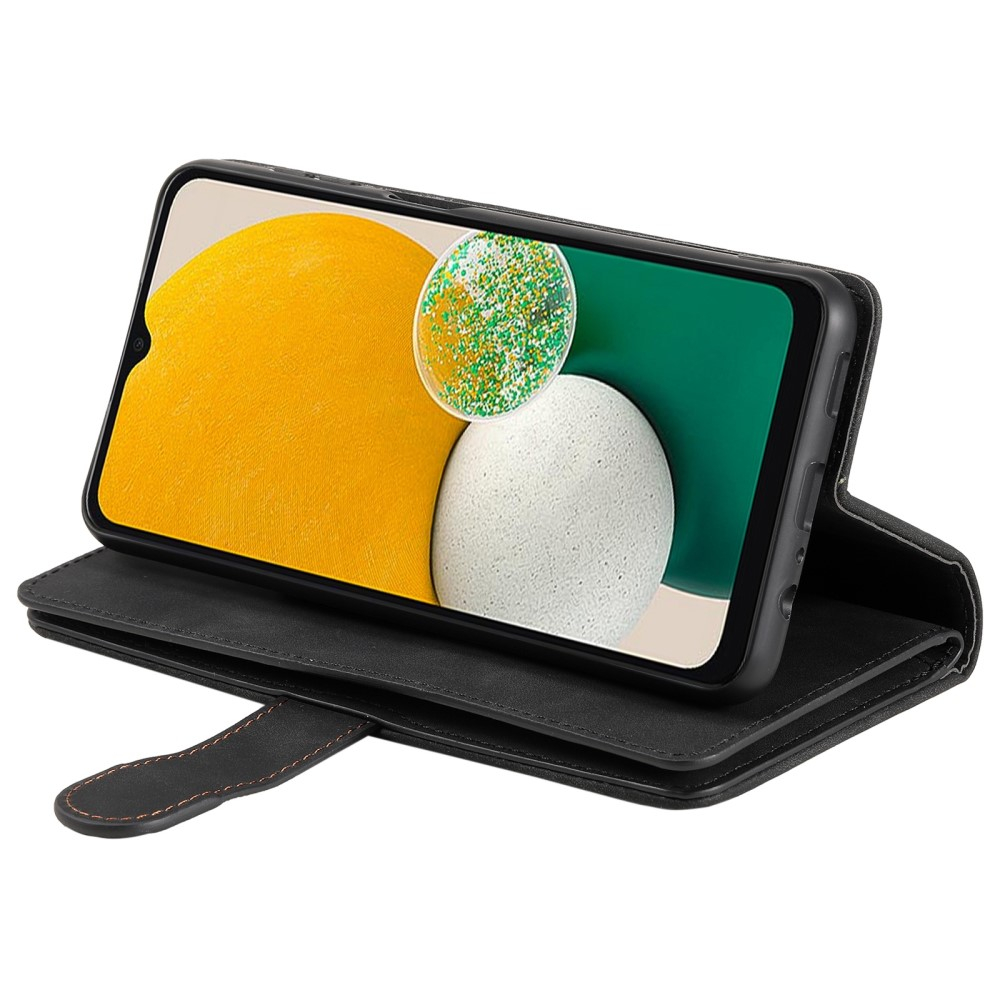 Samsung Galaxy S23 5G Leder Tasche Flip Cover mit Reissverschluss - Schwarz