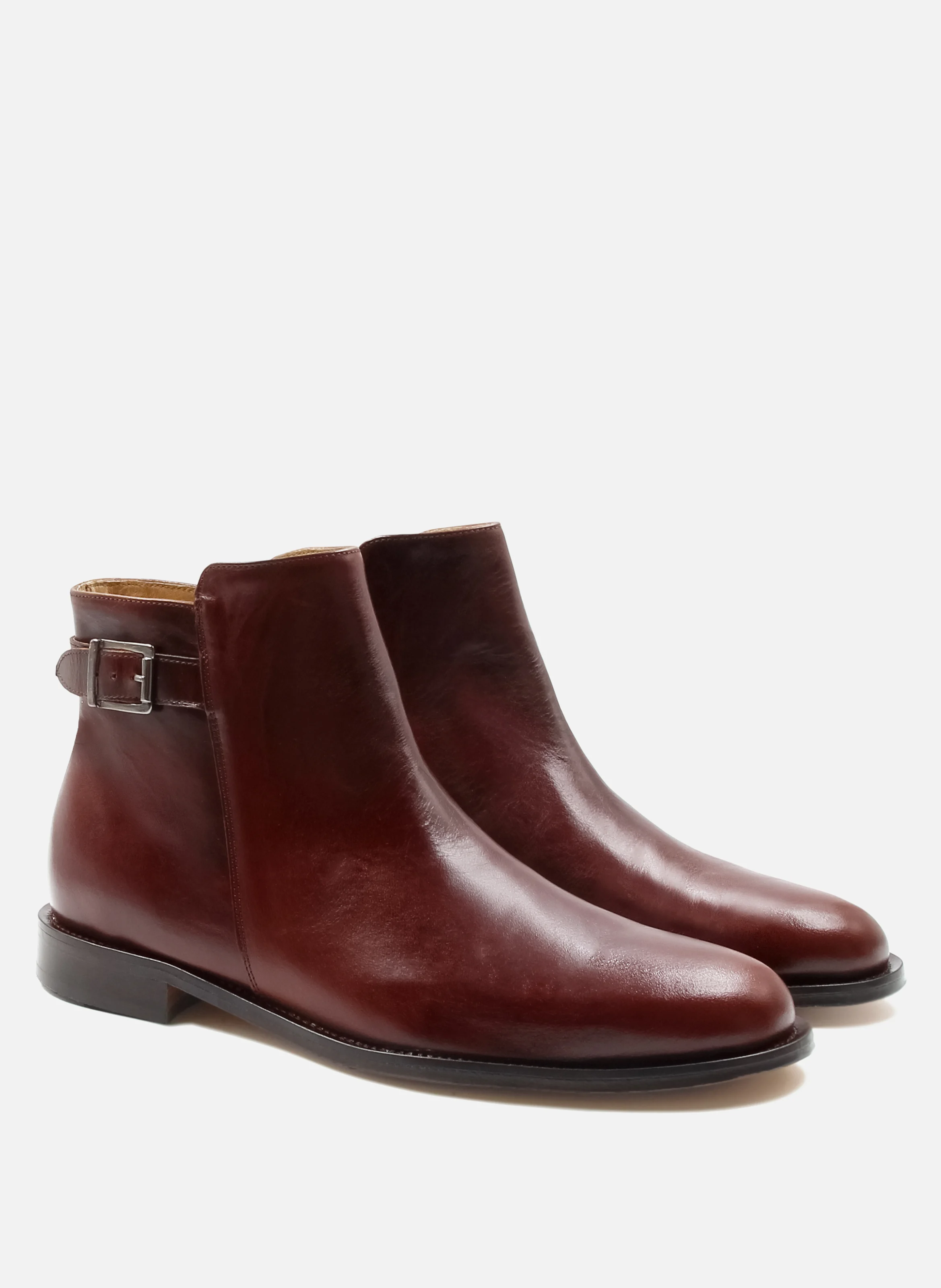 Boots à boucle cuir lisse | Marron