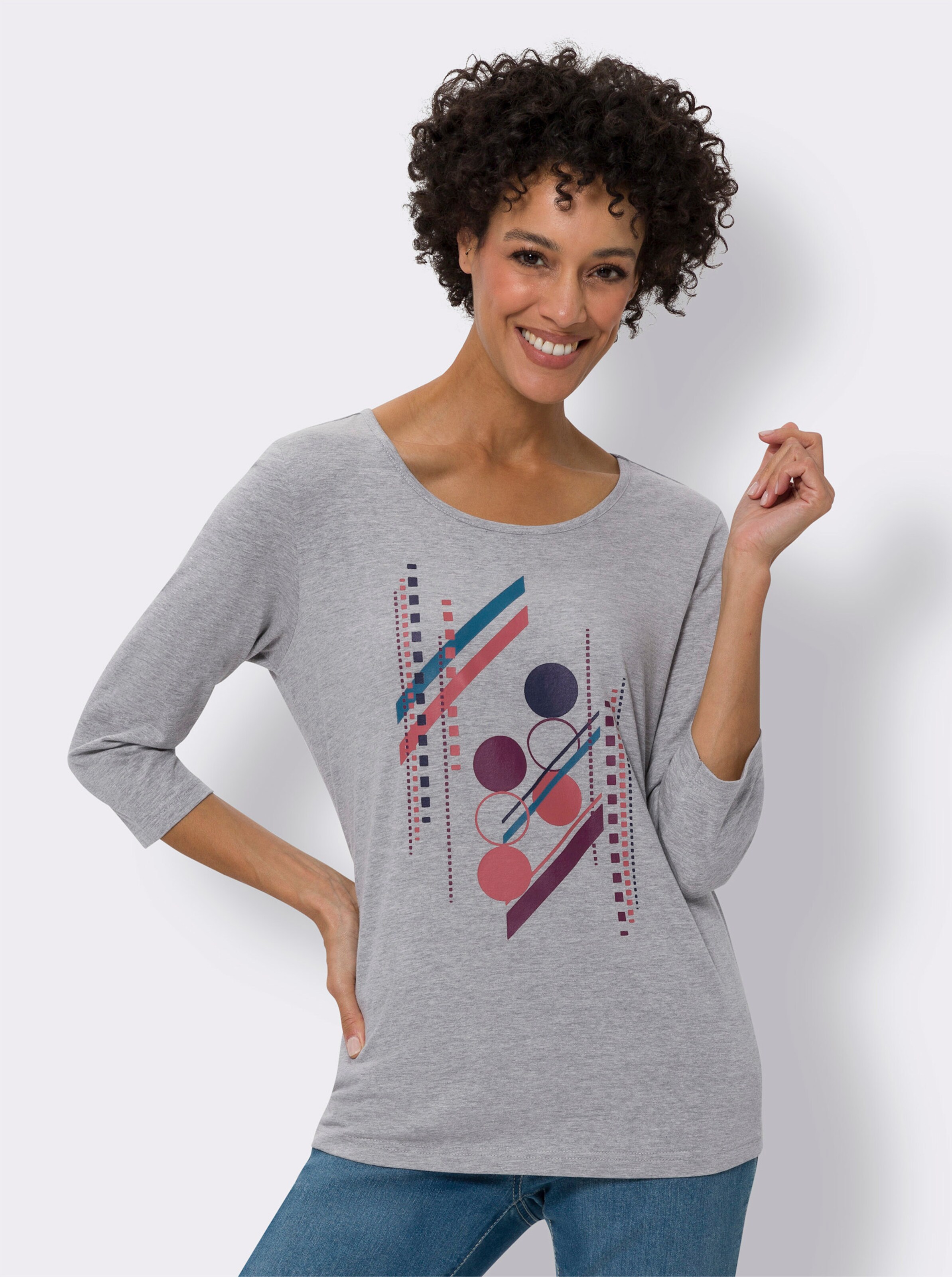 34-Arm-Shirt mit Grafik-Motiv