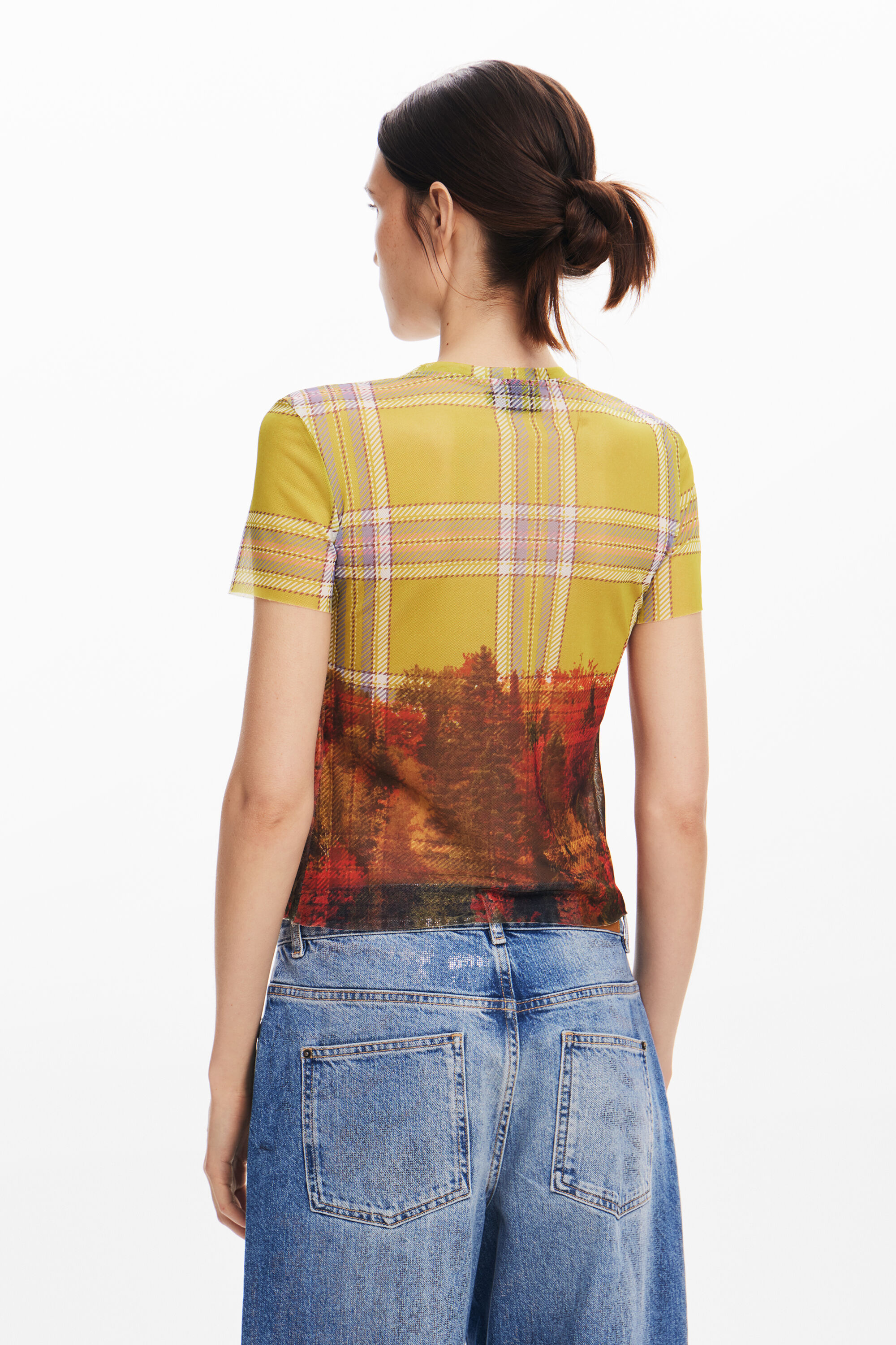 camiseta de tule estampada