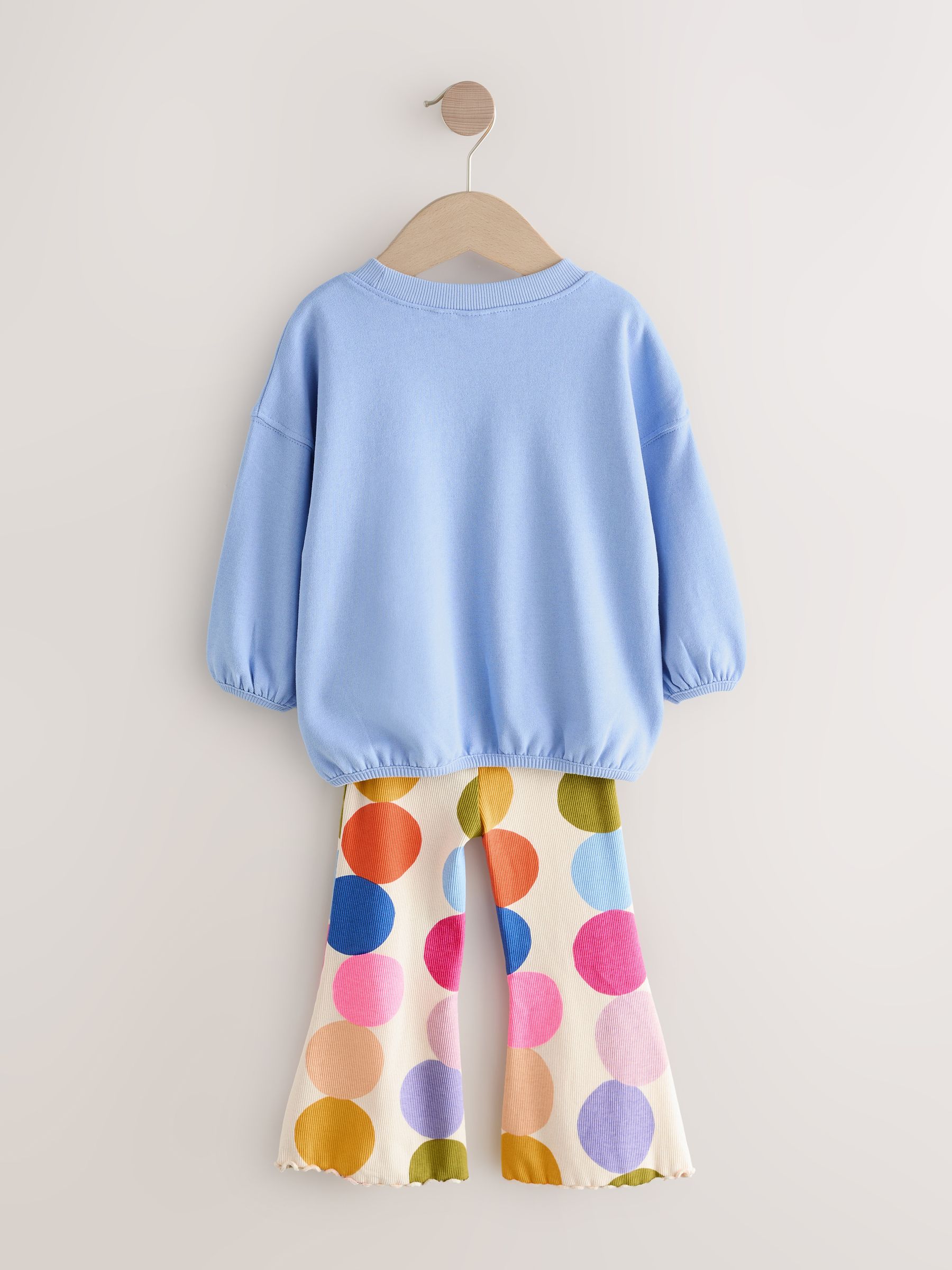 Blauwe regenboogstip - Set met top met lange mouwen en uitlopende broek (3mnd -7jr)