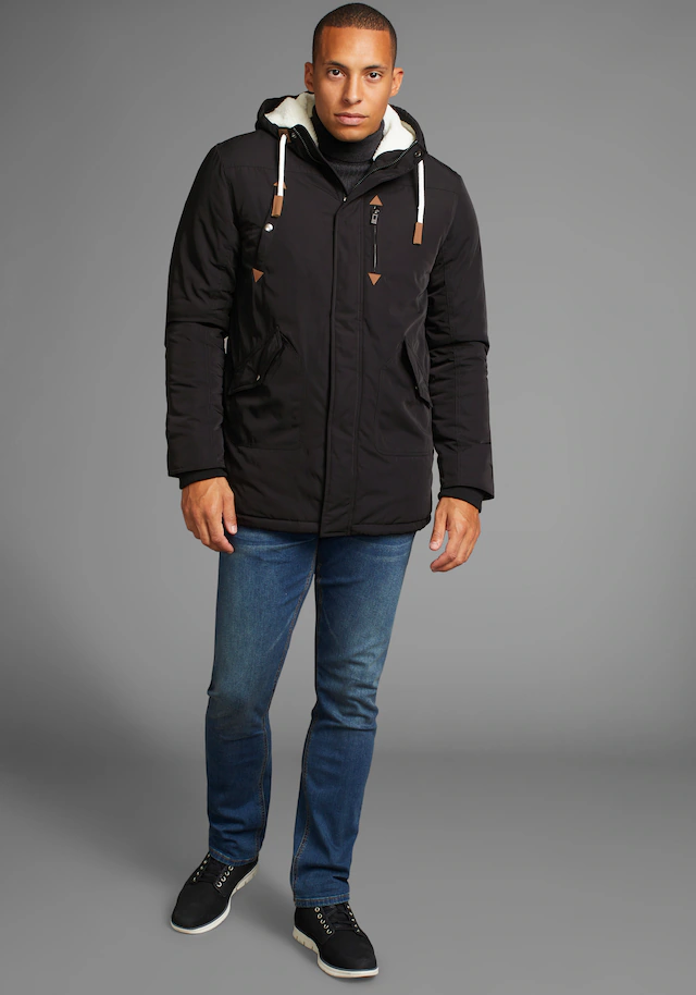 Bruno Banani Winterjacke mit Kapuze modischer Stil,  taillierte Passform,  mit Kapuze,  mit Kordelzügen