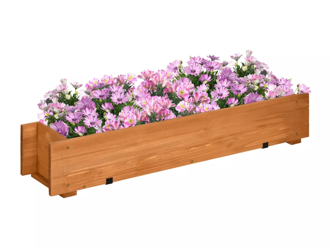 Jardinière suspendue pour fleurs plantes - balconnière - crochets, système d'irrigation intégrés - bois sapin pré-huilé