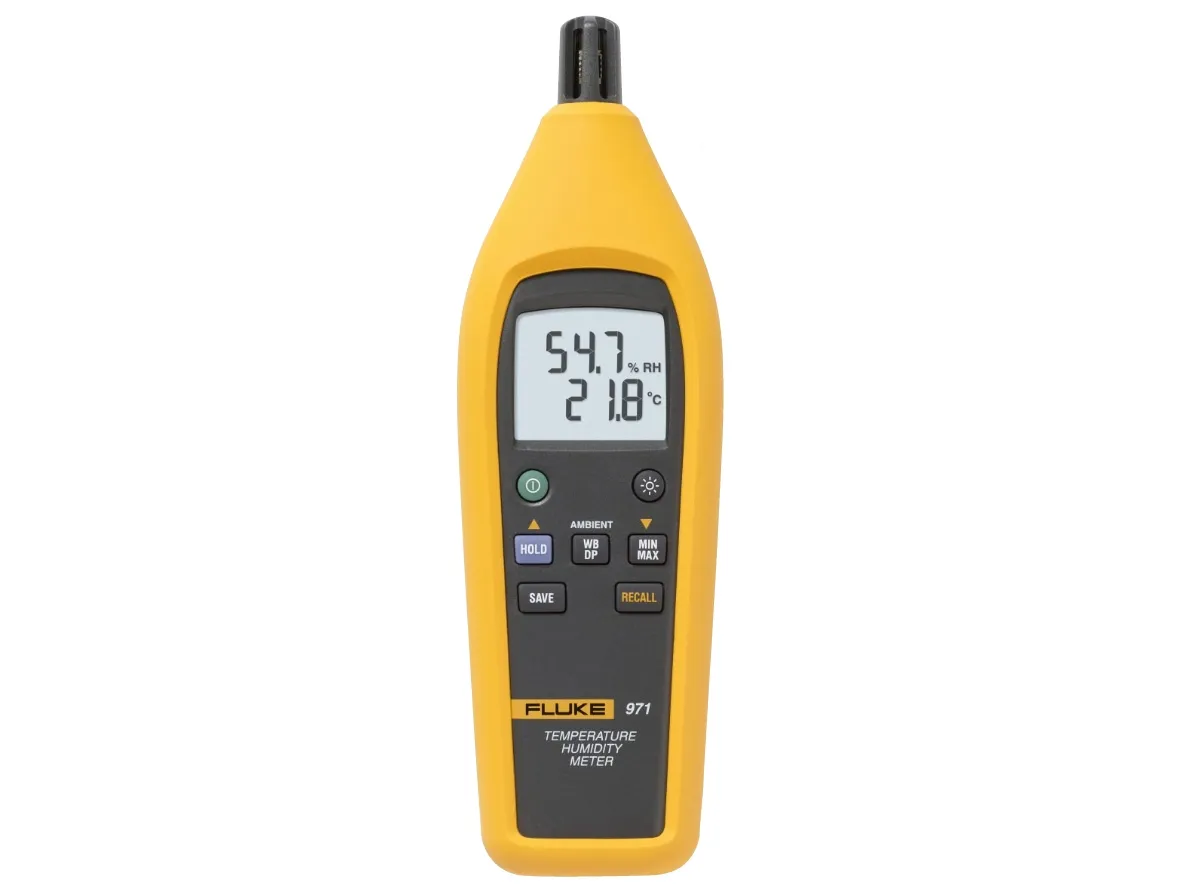Fluke 971, Temperatur fugtighedsmåler, -20 - 60 °C, 0,5 °C, 5 - 95%, 2,5%, Sort, Gul